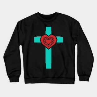 The cross of Christ and the diamond heart Crewneck Sweatshirt